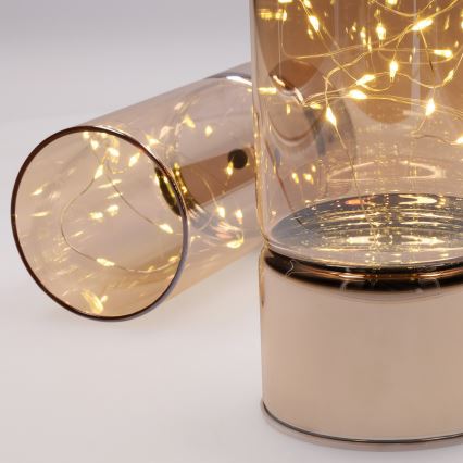 Conjunto com 2 luzes de Natal LED: 20 LEDs + 10 LEDs / 2xAA + 3xAA, branco quente