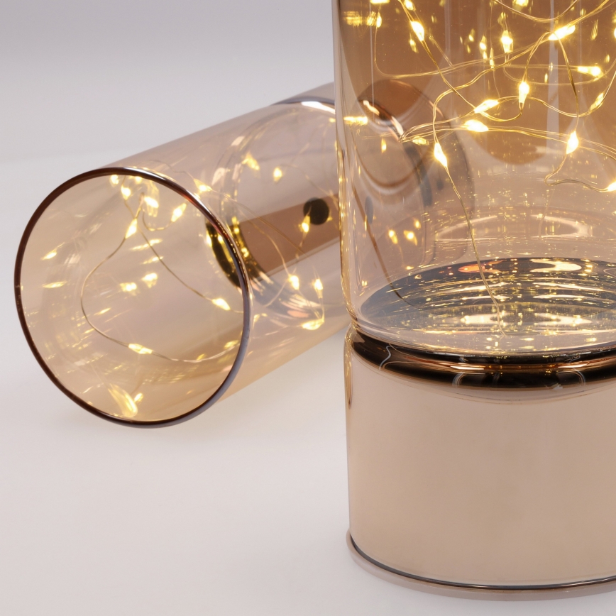 Conjunto com 2 luzes de Natal LED: 20 LEDs + 10 LEDs / 2xAA + 3xAA, branco quente