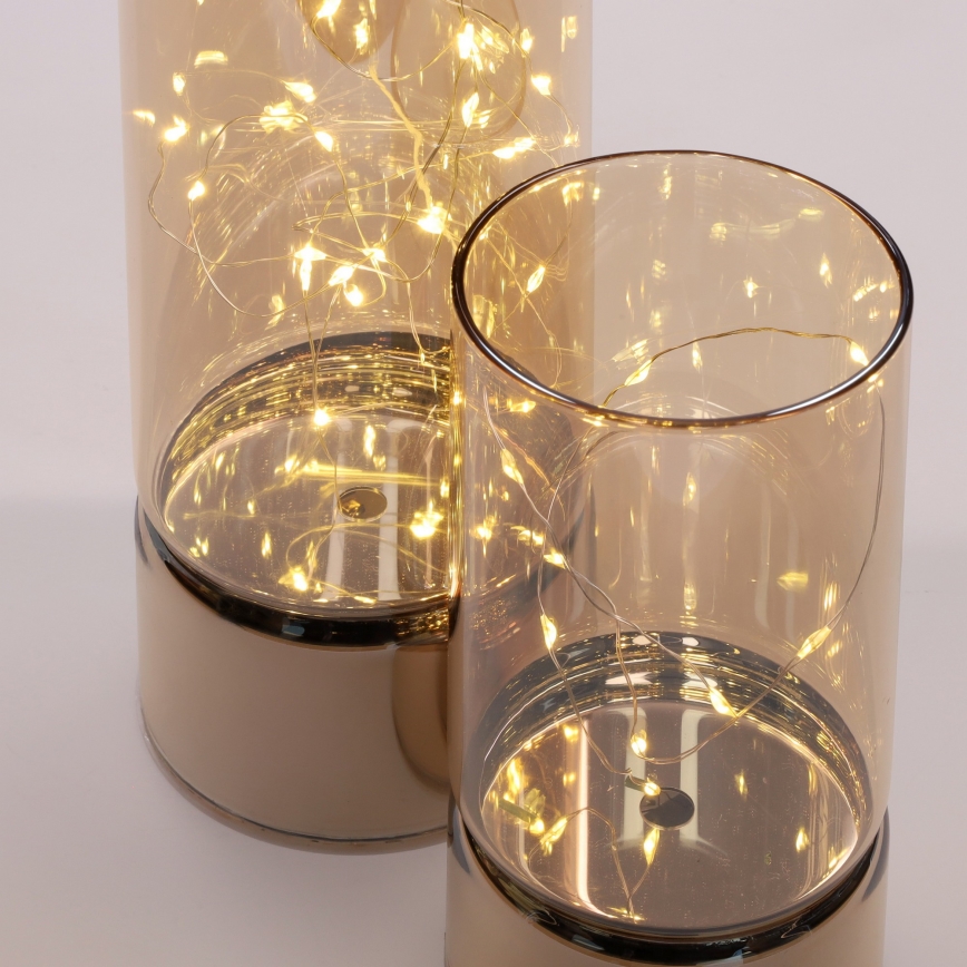 Conjunto com 2 luzes de Natal LED: 20 LEDs + 10 LEDs / 2xAA + 3xAA, branco quente