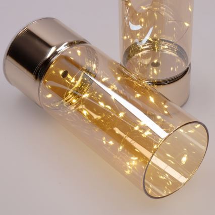 Conjunto com 2 luzes de Natal LED: 20 LEDs + 10 LEDs / 2xAA + 3xAA, branco quente