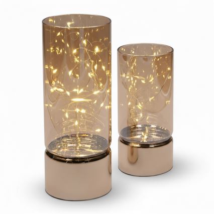 Conjunto com 2 luzes de Natal LED: 20 LEDs + 10 LEDs / 2xAA + 3xAA, branco quente