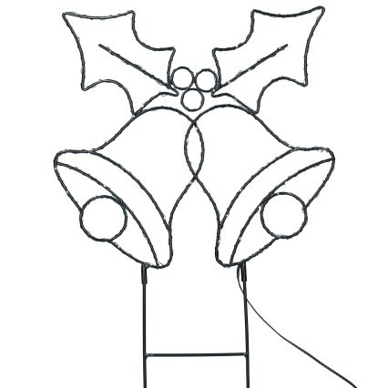 Decoração de Natal LED para exterior, 100 LEDs, 3xAA, IP44, branco quente, sinos