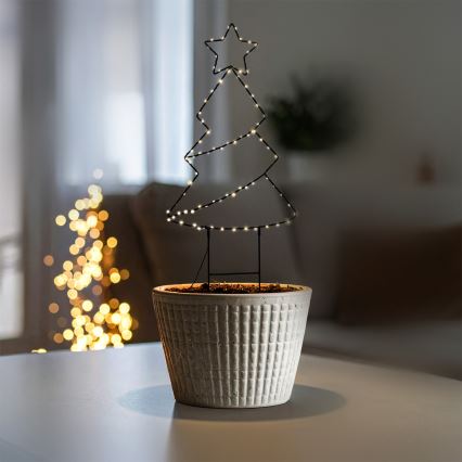 Decoração de Natal LED para exterior 85 LEDs/3xAA IP44, branco quente, árvore de Natal