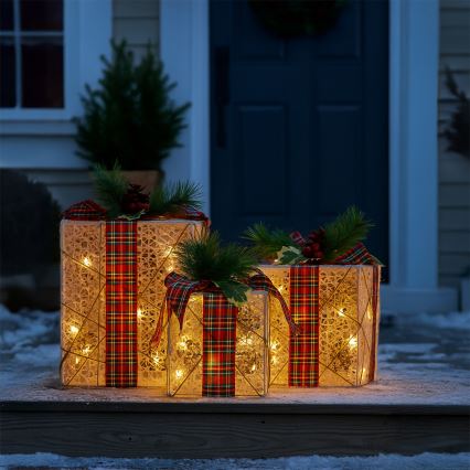 Conjunto 3x LED Presente de Natal 48xLED/3,6W/230V IP44 branco quente