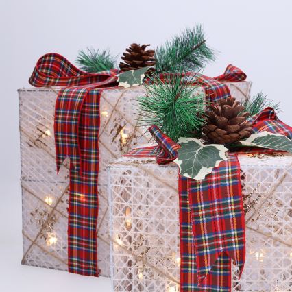 Conjunto 3x LED Presente de Natal 48xLED/3,6W/230V IP44 branco quente
