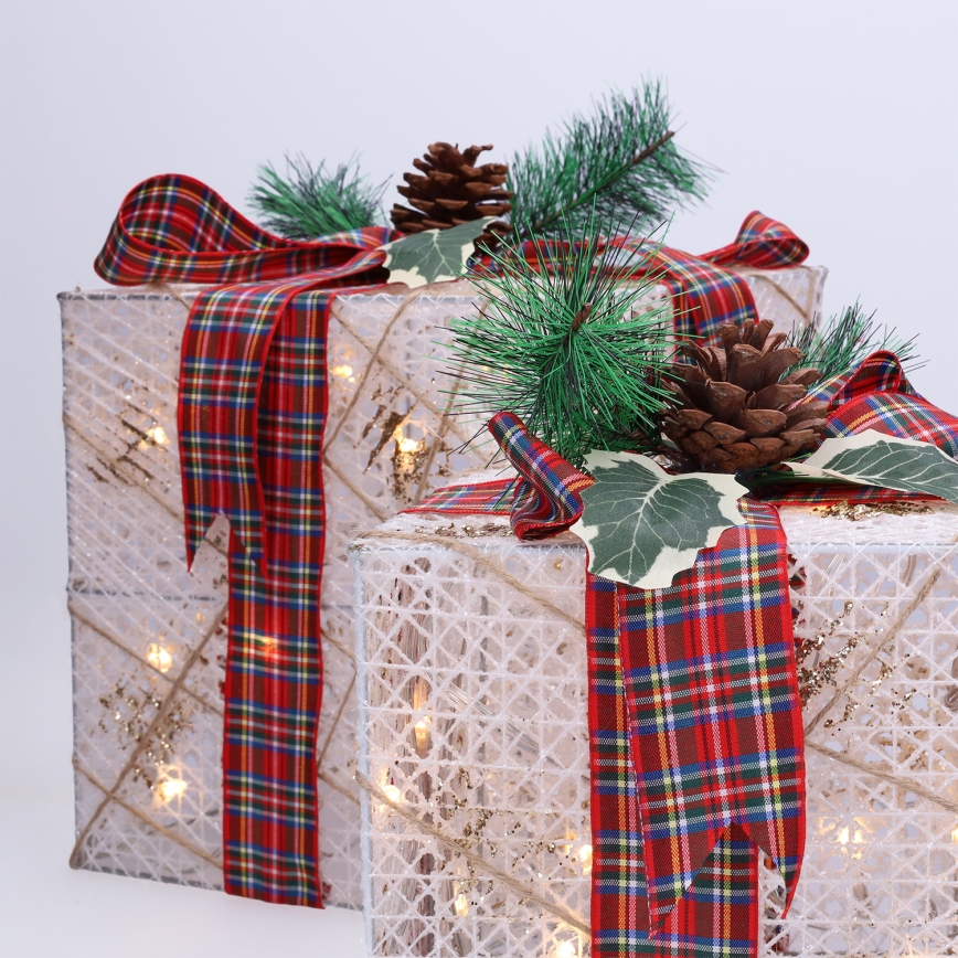 Conjunto 3x LED Presente de Natal 48xLED/3,6W/230V IP44 branco quente