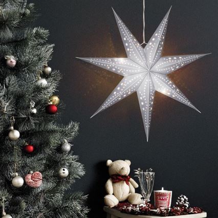 Decoração de Natal LED - estrela prateada, 20xLED/2xAA, luz branca quente