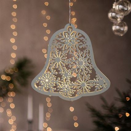 Decoração de Natal LED 9xLED/2xAA branco quente sininho