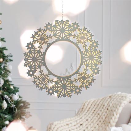 Guirlanda de Natal LED, 10 LEDs, 2x AA, branco quente