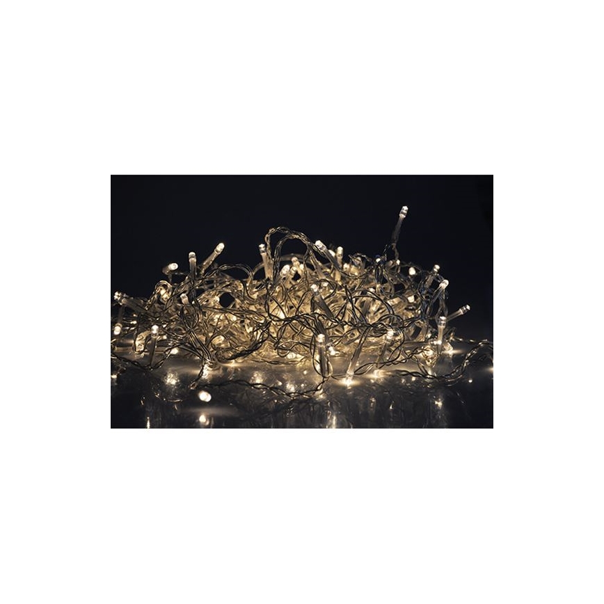 Cortina de Natal LED para exterior 120 LEDs/8 funções 9 m IP44 branco quente