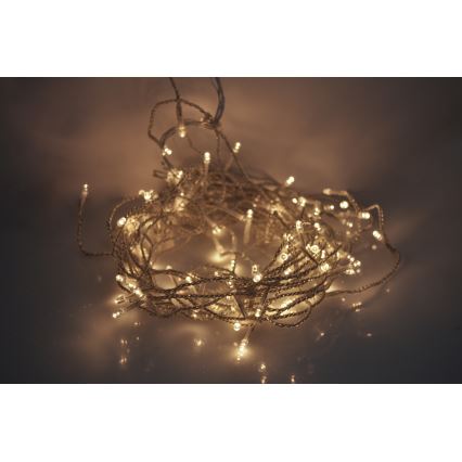 Cortina LED para exterior 120 LEDs / 8 funções, 9 m, IP44, branco quente