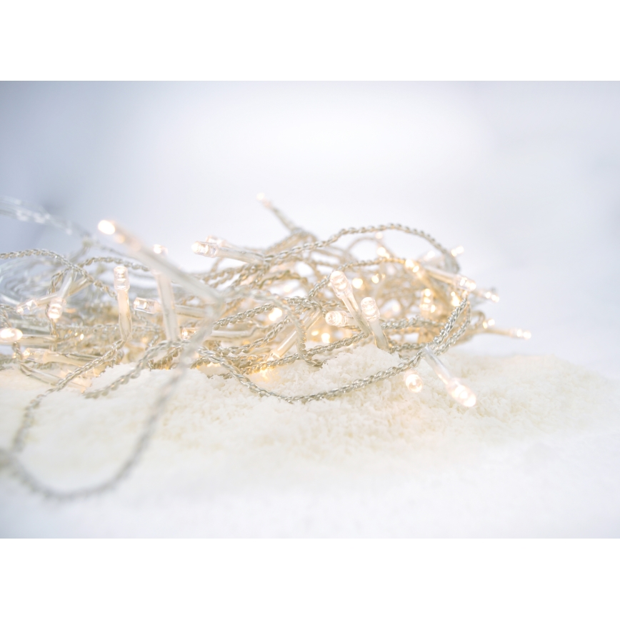 Cortina LED para exterior 120 LEDs / 8 funções, 9 m, IP44, branco quente