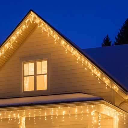 Cortina LED para exterior, 360 LEDs, 8 funções, 15 m, IP44, branco quente