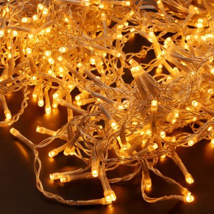 Cortina LED para exterior, 360 LEDs, 8 funções, 15 m, IP44, branco quente