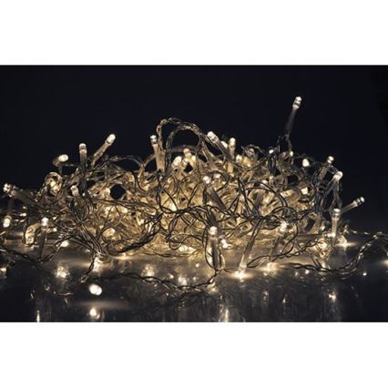 Cortina LED para exterior, 360 LEDs, 8 funções, 15 m, IP44, branco quente