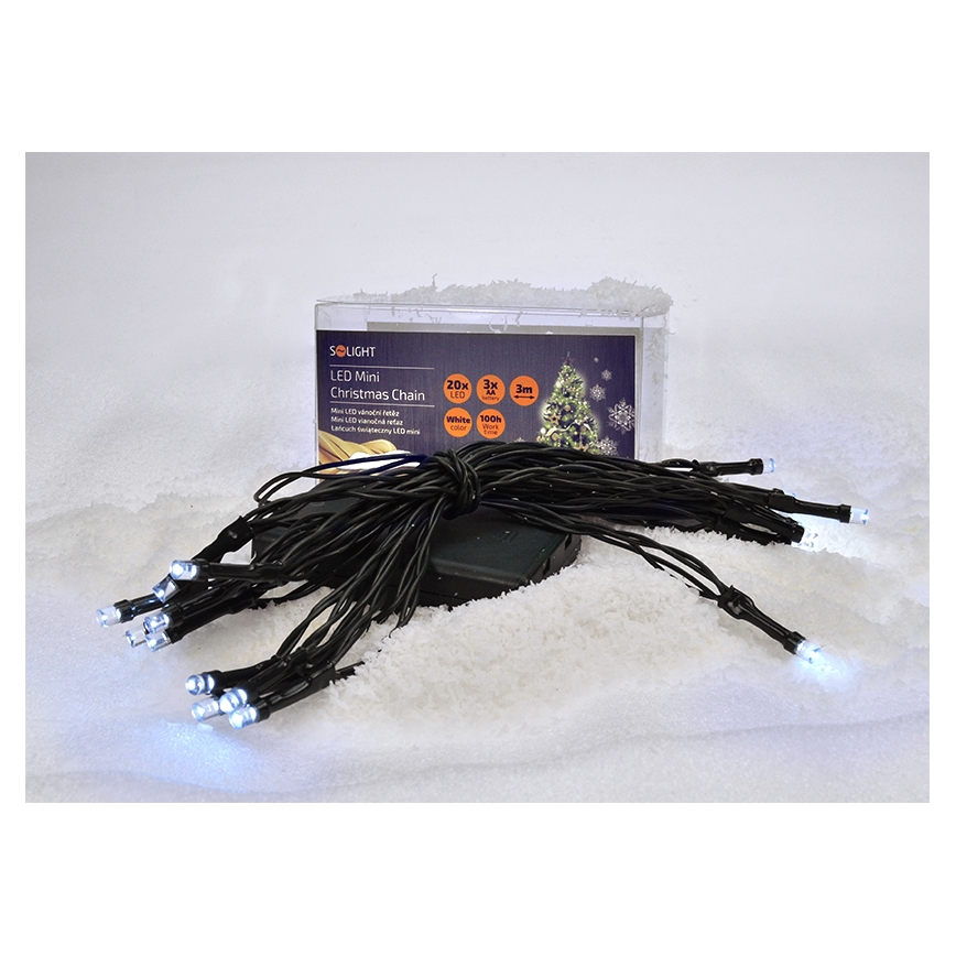 Corrente de Natal LED 20xLED/3xAA 3,3m branco frio
