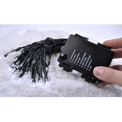 Corrente exterior de Natal LED 50xLED/8 funções/3xAA 8m IP44 branco quente