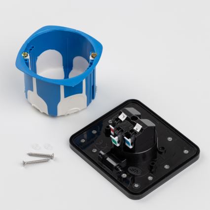 Tomada de chão de embutir para exterior IP55 preta retangular