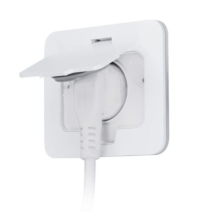Tomada de chão embutida para exterior IP55, branca e retangular