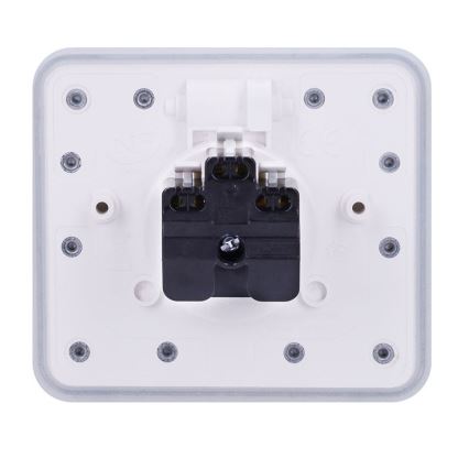 Tomada de chão embutida para exterior IP55, branca e retangular
