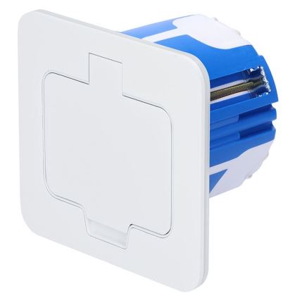 Tomada de chão embutida para exterior IP55, branca e retangular
