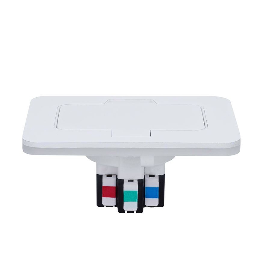 Tomada de chão embutida para exterior IP55, branca e retangular