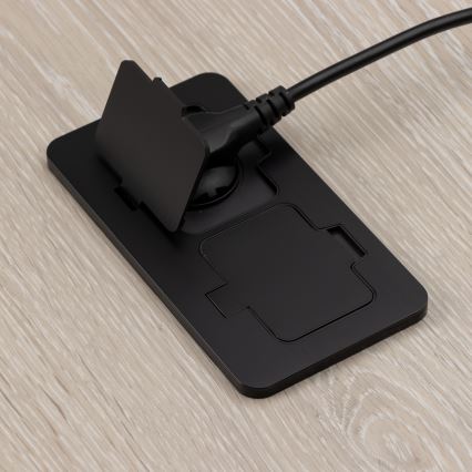 Tomada dupla de chão encastrada para exterior IP55 preta retangular