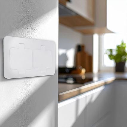Tomada de chão embutida dupla para exterior IP55, branca, retangular