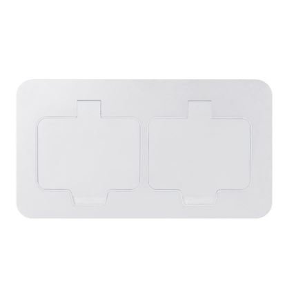 Tomada de chão embutida dupla para exterior IP55, branca, retangular