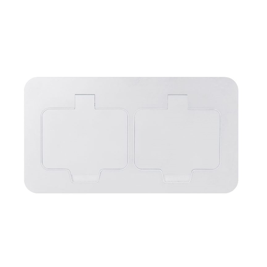 Tomada de chão embutida dupla para exterior IP55, branca, retangular