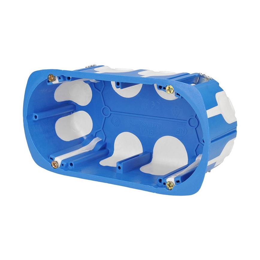 Tomada de chão embutida dupla para exterior IP55, branca, retangular