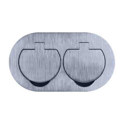 Tomada dupla de chão embutida para exterior IP55 redonda