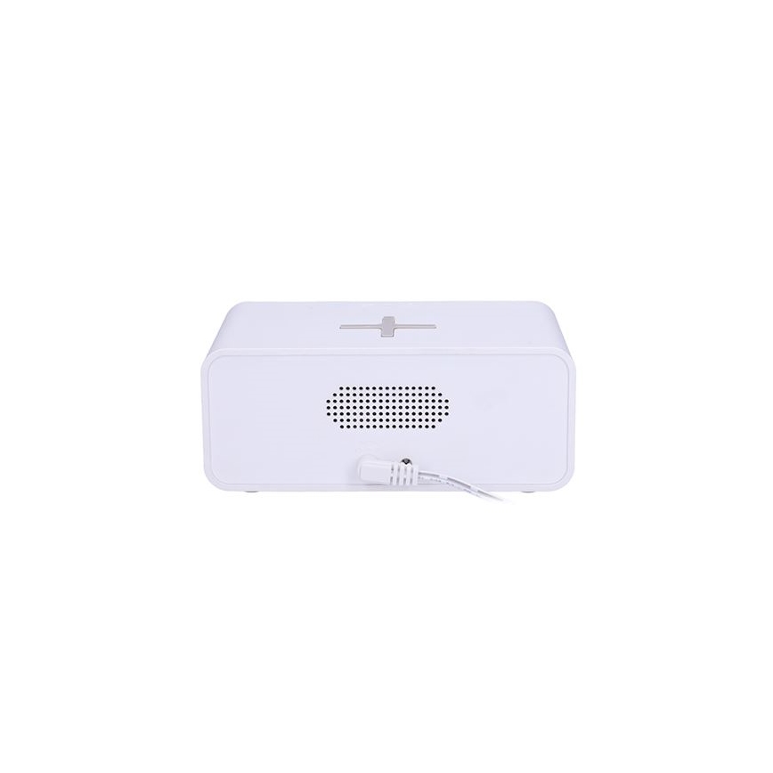 Relógio digital com carregador sem fios Qi, 230V/CR2032, branco