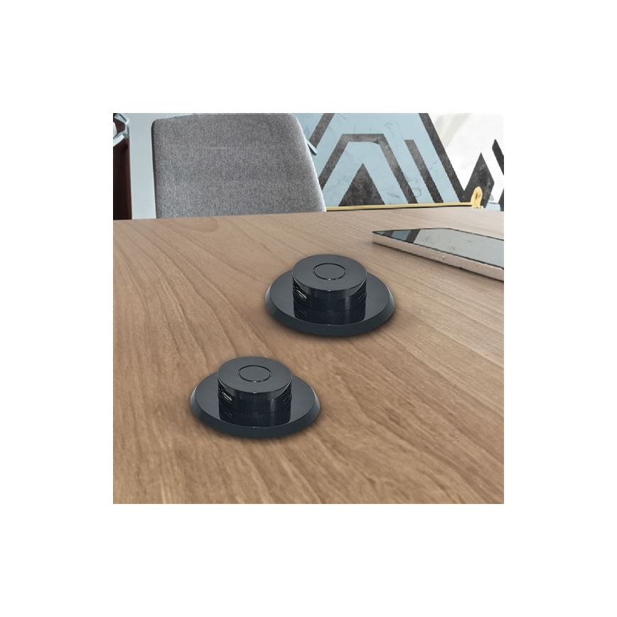 Carregador USB embutido USB A+C preto