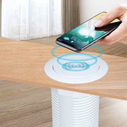 Carregador sem fios incorporado + USB A+C branco