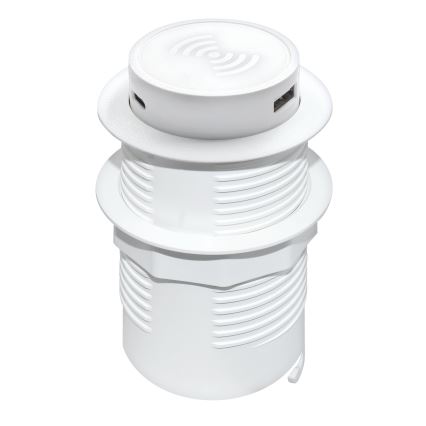 Carregador sem fios incorporado + USB A+C branco