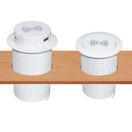 Carregador sem fios incorporado + USB A+C branco