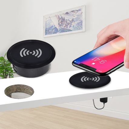 Carregador sem fios incorporado preto