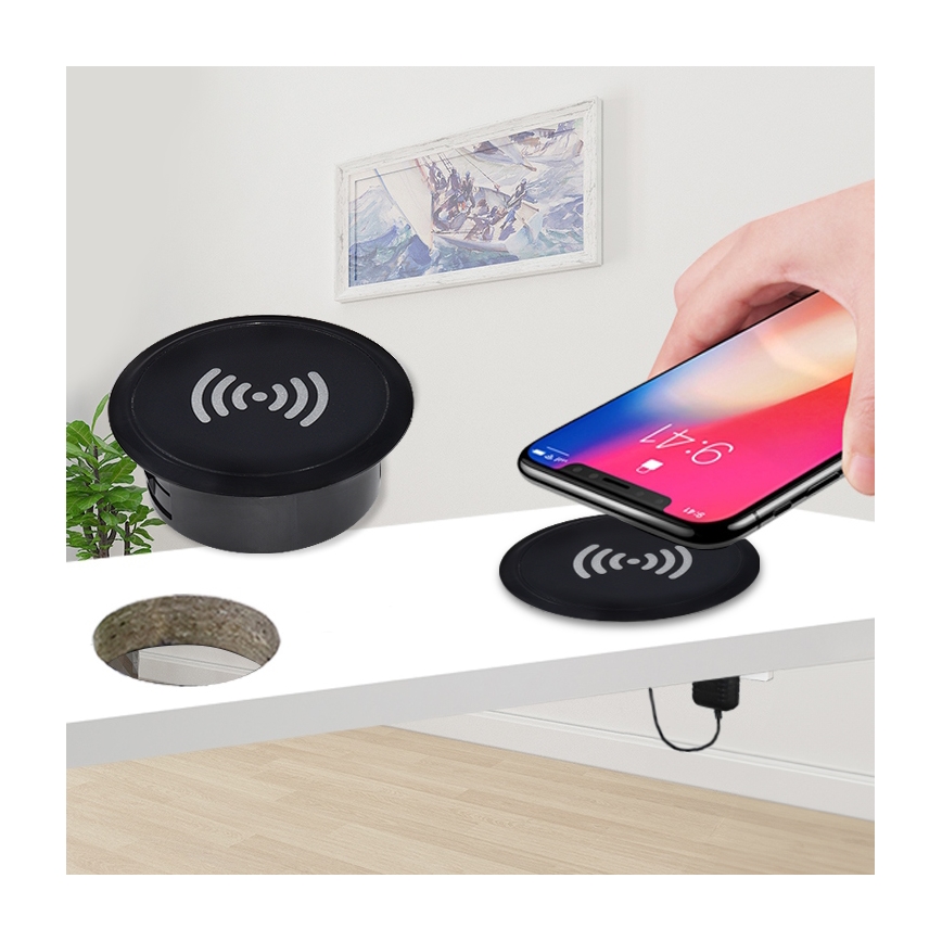 Carregador sem fios incorporado preto