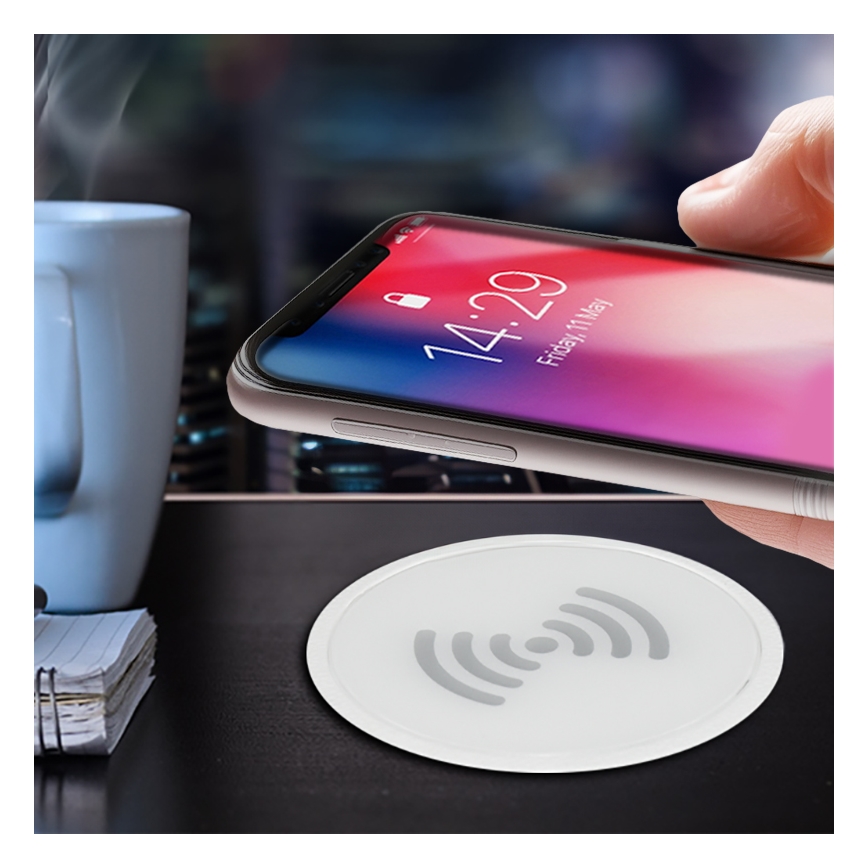 Carregador sem fios incorporado branco