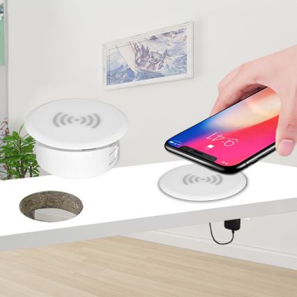 Carregador sem fios incorporado branco