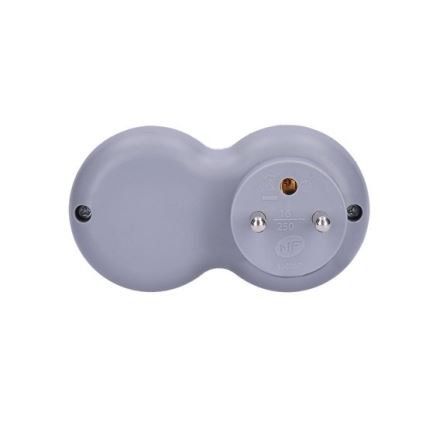 Divisor de tomadas 2x 10A, branco-cinzento