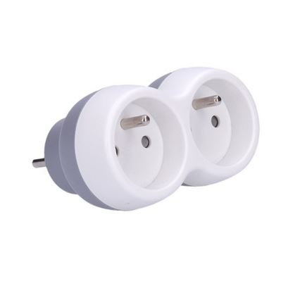 Divisor de tomadas 2x 10A, branco-cinzento