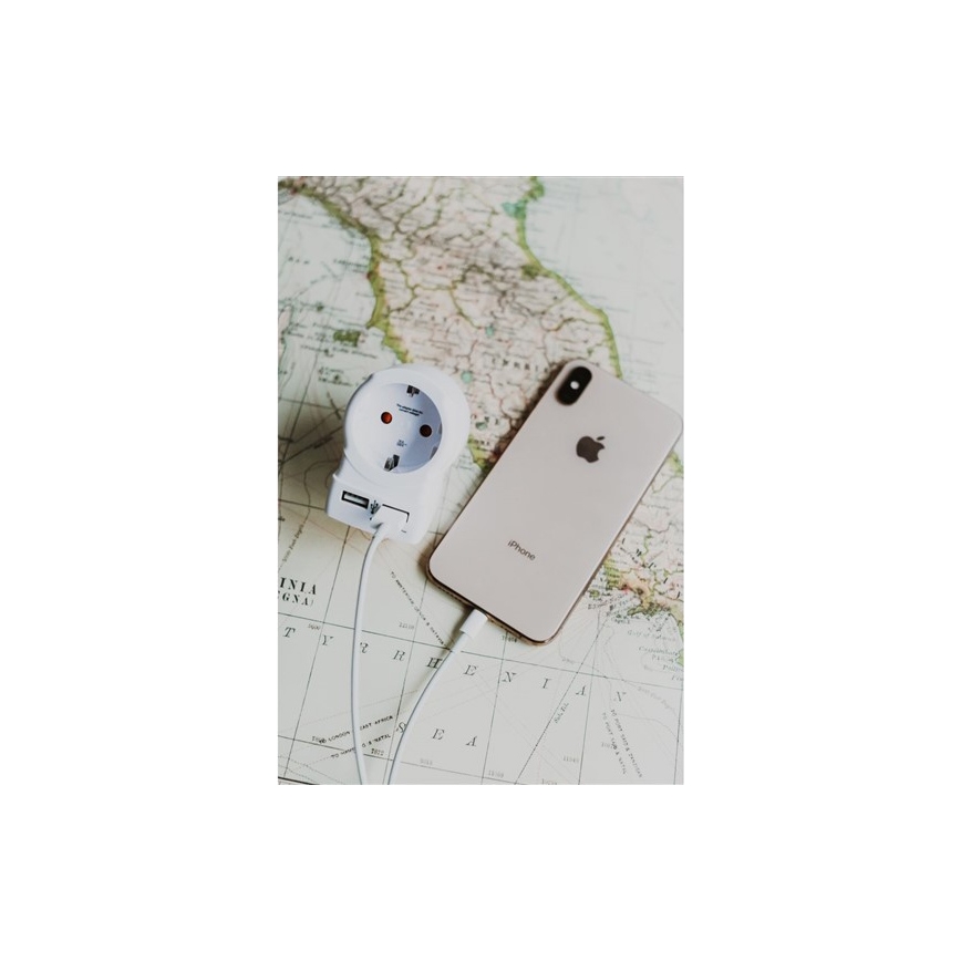 Adaptador de viagem para UK 230V + 2x porta USB