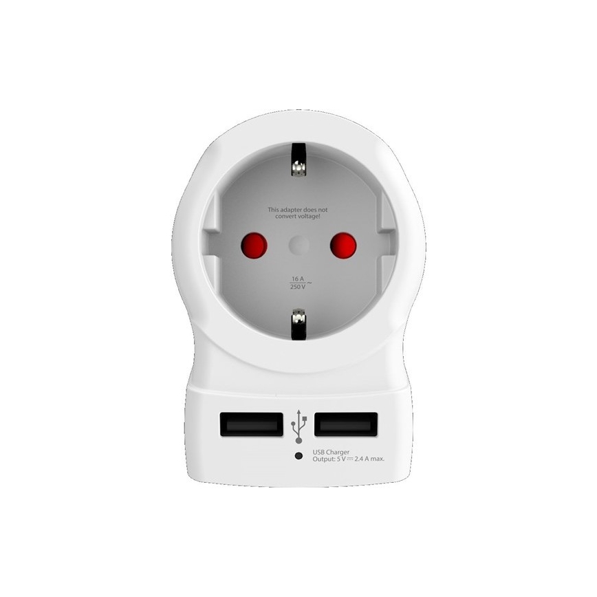 Adaptador de viagem para os EUA 230V + 2x porta USB
