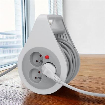 Cabo de extensão em carretel, 3 tomadas, 10 m