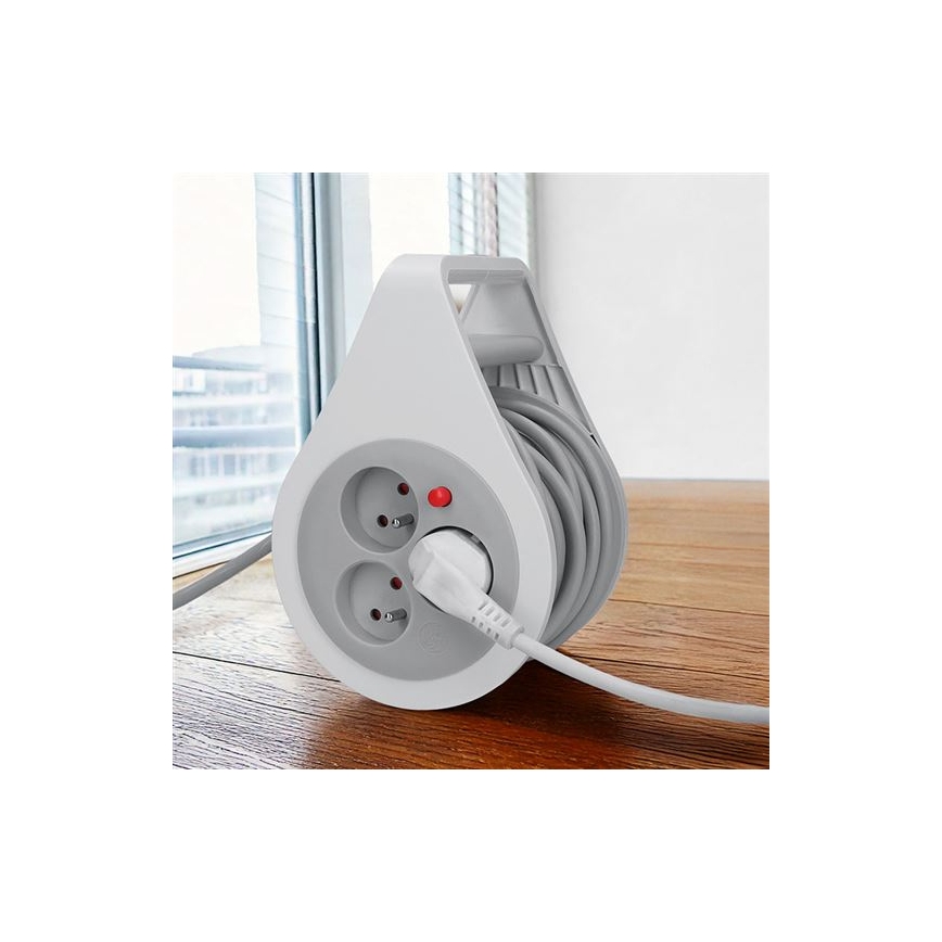 Cabo de extensão em carretel, 3 tomadas, 10 m