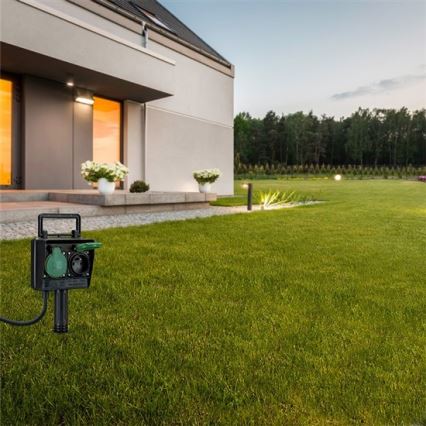 Coluna exterior de jardim com tomadas IP44 + cabo de borracha 1,5 m