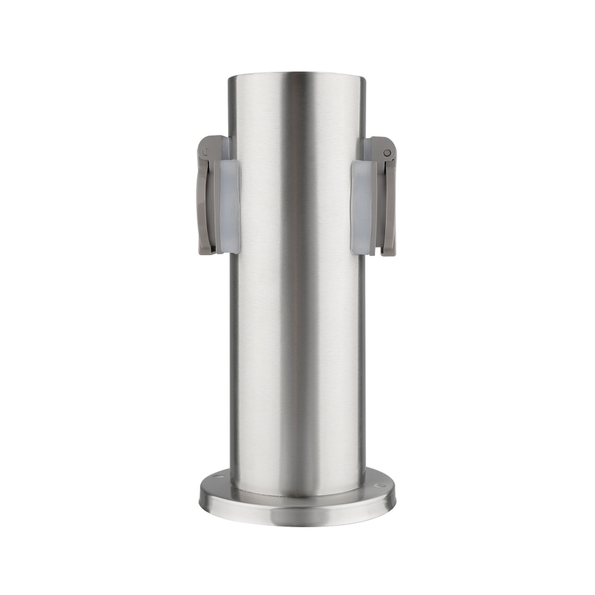 Coluna de tomada exterior 2x 230V IP44 cromo mate redonda