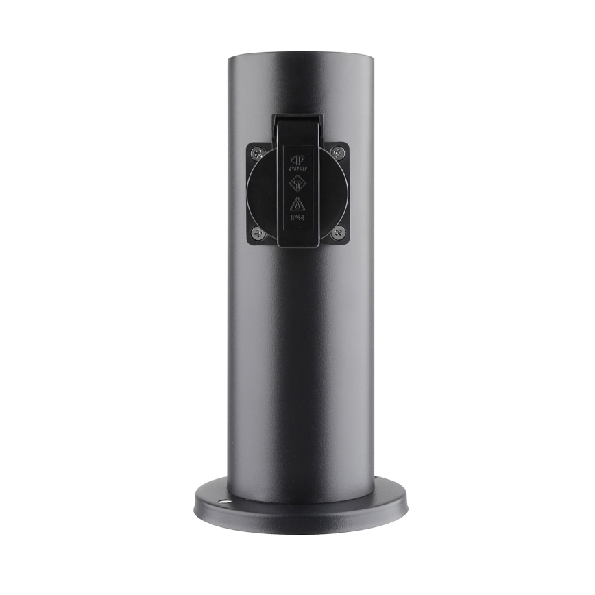 Coluna de tomada exterior 2x230V IP44 preta redonda